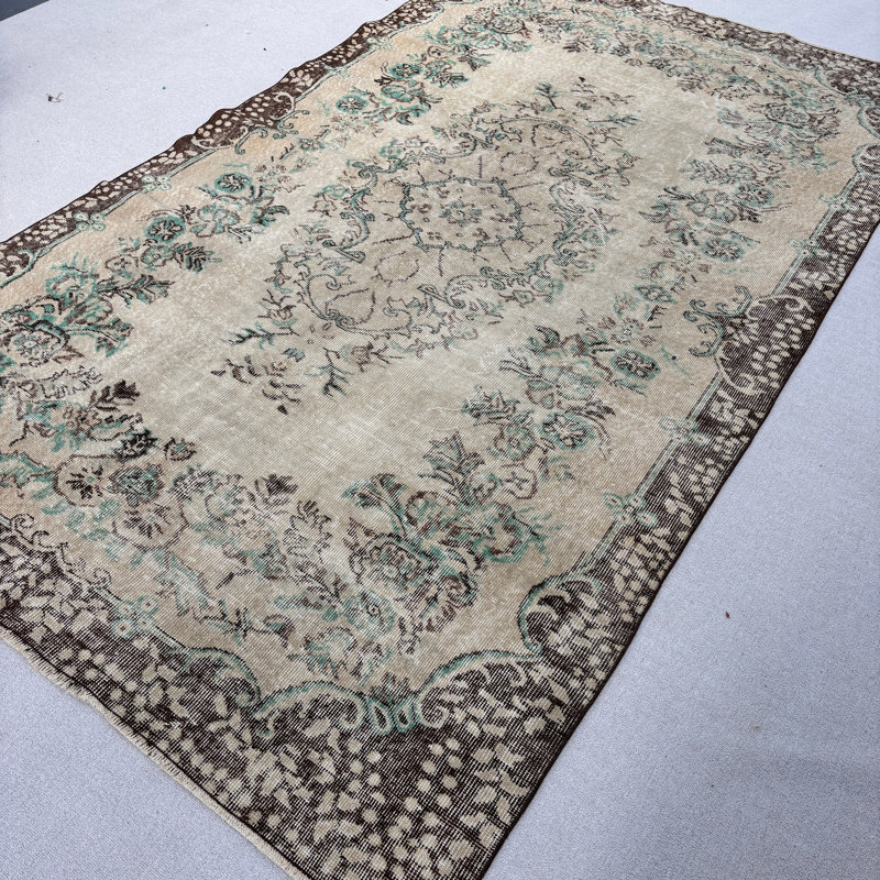 Tapis beige en laine Classic Patchwork 68,9 x 115 po