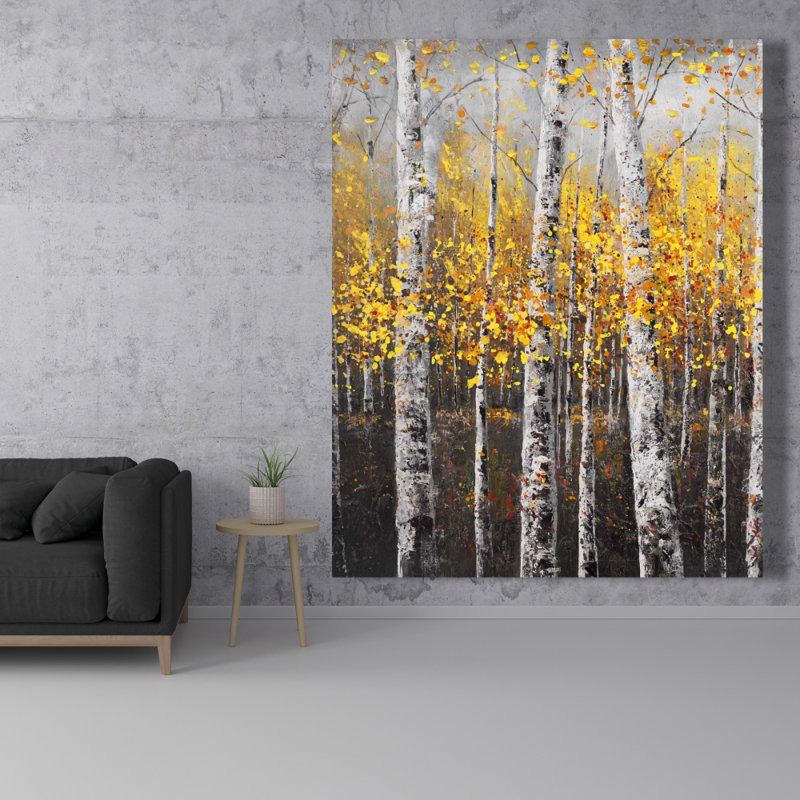 Sunny Birch Trees - Toile contemporaine pour la décoration intérieure