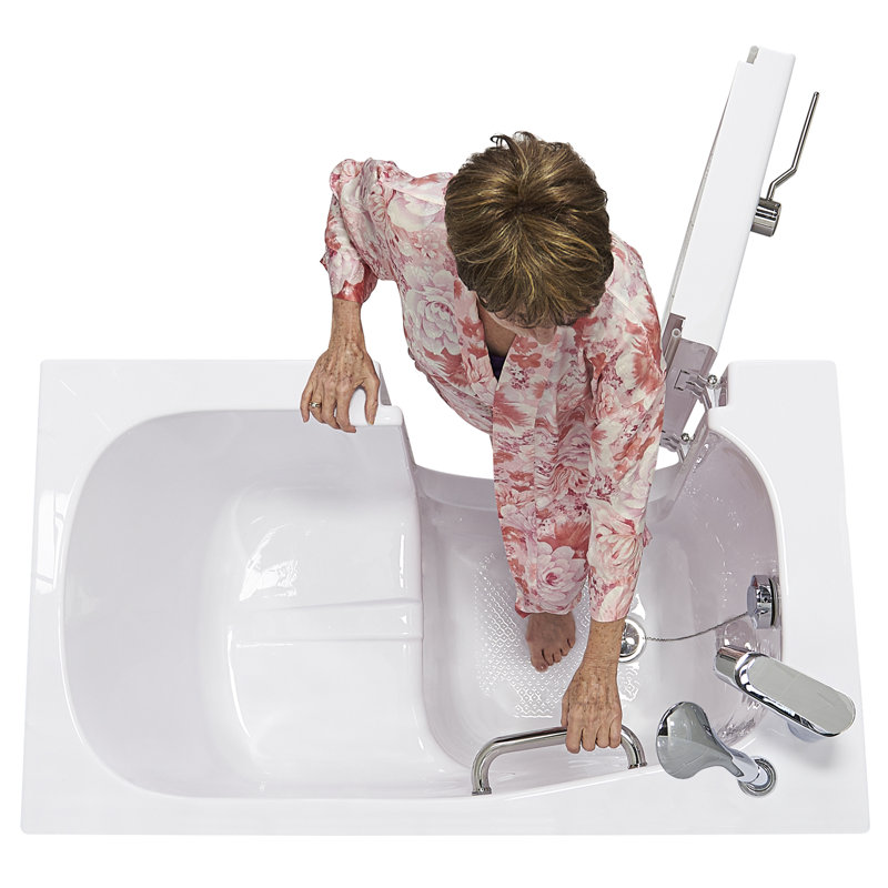 Ella Mobile 26"x45" Acrylic Soaking Walk-In-Bathtub, Left Outward Swing Door, Heated Seat, 2 Piece Fast Fill Faucet, 2" Drain