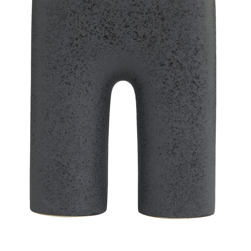 Vase de table en grès Sharee, Noir, H 13,45 po x l 8,6 po x P 3,45 po