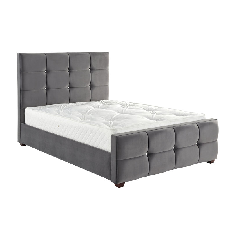 Darrell Upholstered Bed, Single (3'), Plush Steel