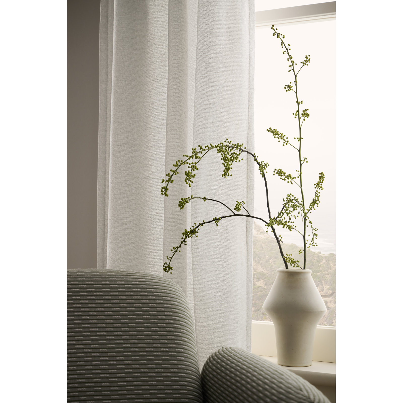 Landon Sunbrella Curtain, White, 50" W x 84" L