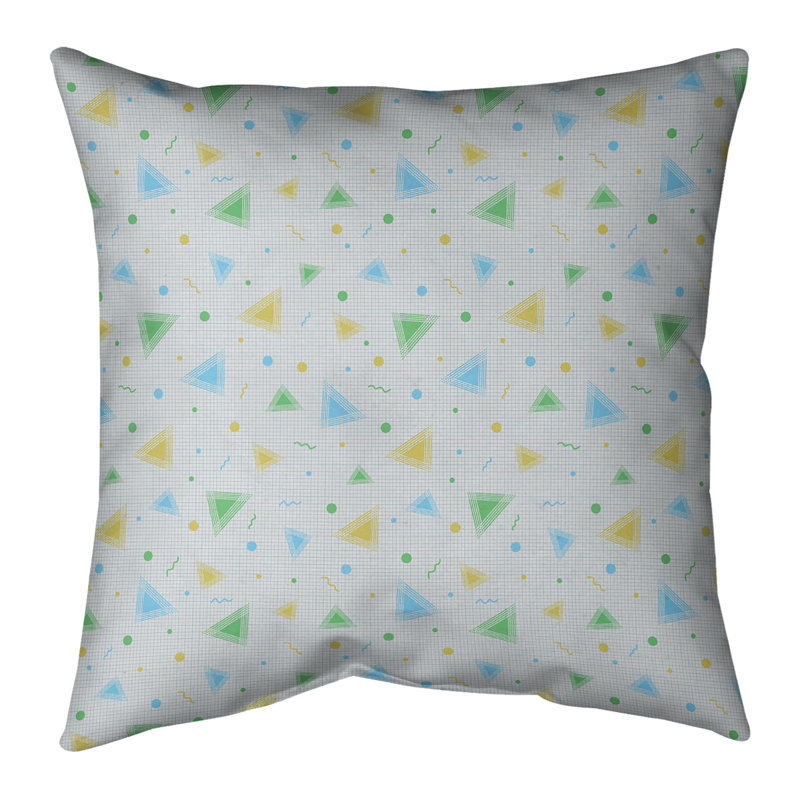 Coussin en coton Katelyn Elizabeth, H 14 po x l 14 po, Bourre en polyester, Vert / Jaune