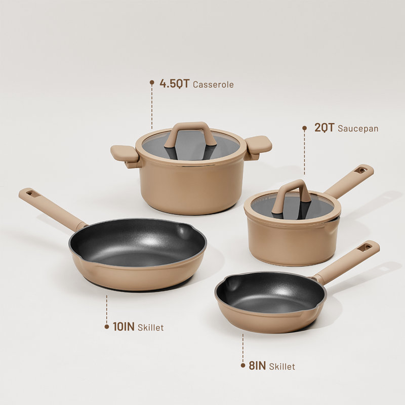 CAROTE 9-Piece Brown Pots And Pans Set Non Stick, Induction Cookware Set, Nonstick Kitchen Cooking Set