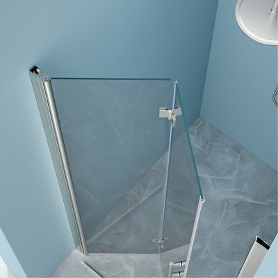 Porte de douche en nickel brossé l 32 po x H 72 po - Matériau en verre trempé, fonction réversible, option verre de la salle de bain, mécanisme,