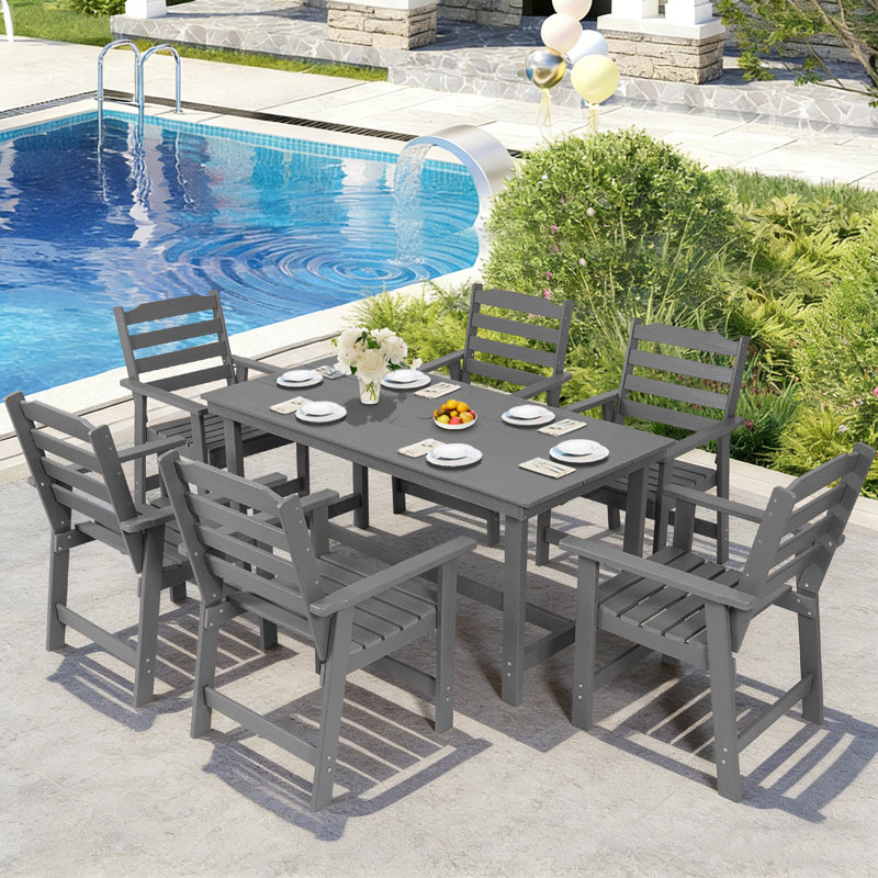 Ensemble repas d'extérieur 7 pièces 7 pièces, Gris, 6