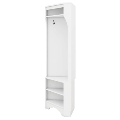 Hall Tree With Shoe Bench, Versatile Entryway Coat Rack With 4 Hooks, Corner Cabinet With Adjustable Shelf