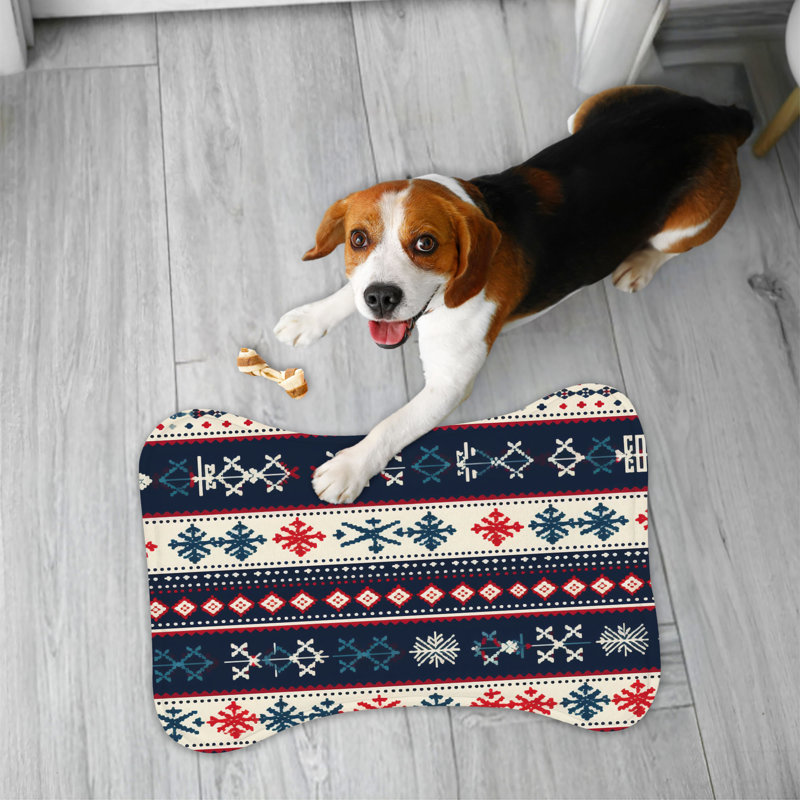Tapis tricotés en forme d'os 1 pièce, Petit (14 po)