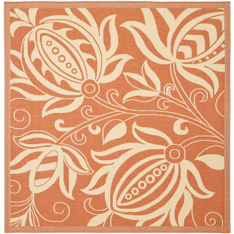 Herefordshire Performance Floral Indoor/Outdoor Area Rug, Square 7'1