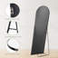 Miroir pleine longueur 64 po x 21 po arqué, miroir pleine longueur debout ou incliné avec cadre mince en alliage d'aluminium, noir et blanc