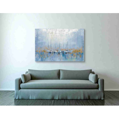 «Bateaux dans le port» par Silvia Vassileva, art mural sur toile