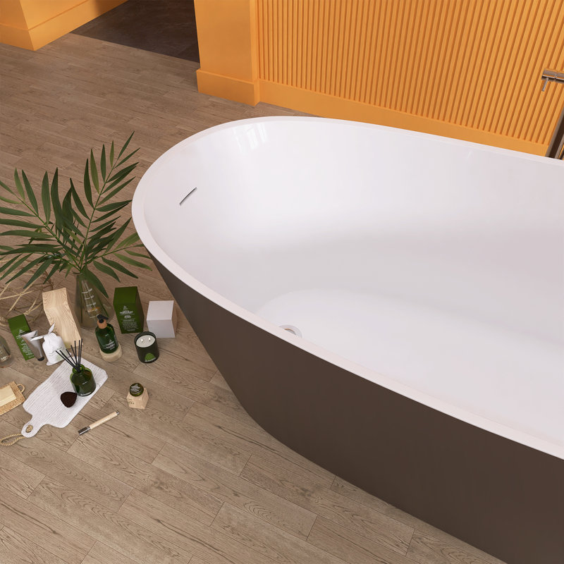 Baignoire de trempage autoportante en acrylique 67 po. X 30 po., Brun mat