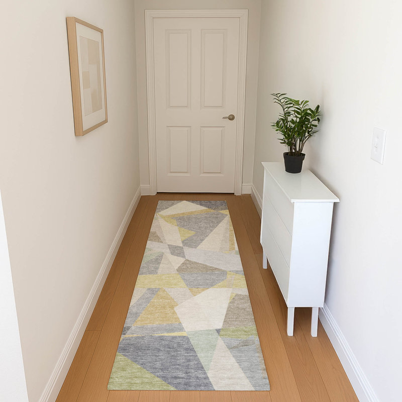 Premium Machine Washable Slesnick AMF1666 Geometric Rug, Runner 2'3" x 7'6"