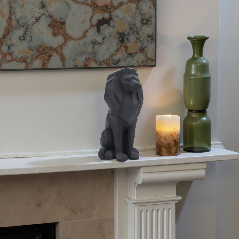 Figurine de lion en polyrésine géométrique Juzefa, Noir