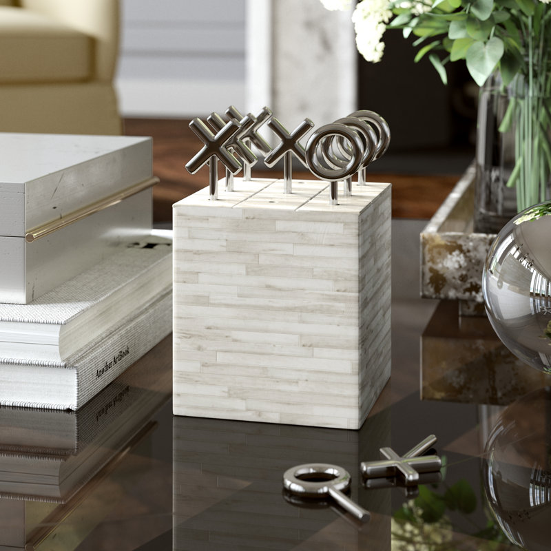 Tic Tac Toe- Tone Bone Block, White