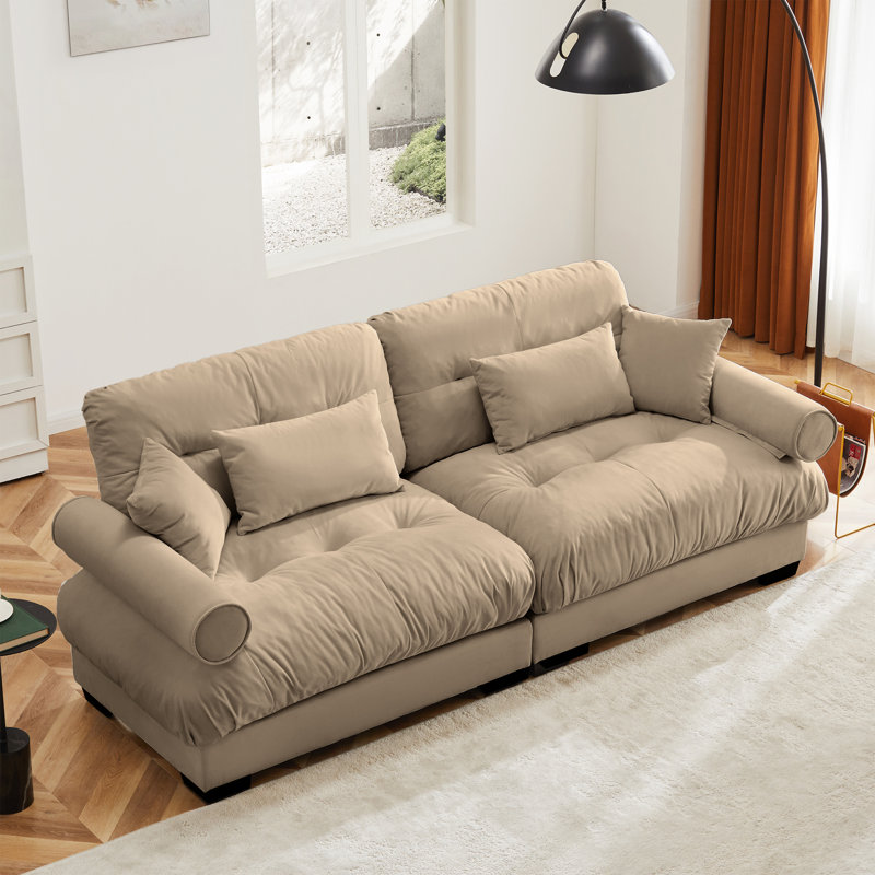 Santana Fabric Upholstered 2-Seater Sofa, Camel