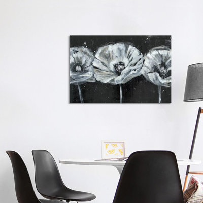 White Trio On Black II by Jennifer Goldberger - Wrapped Canvas Gallery-Wrapped Canvas Giclée