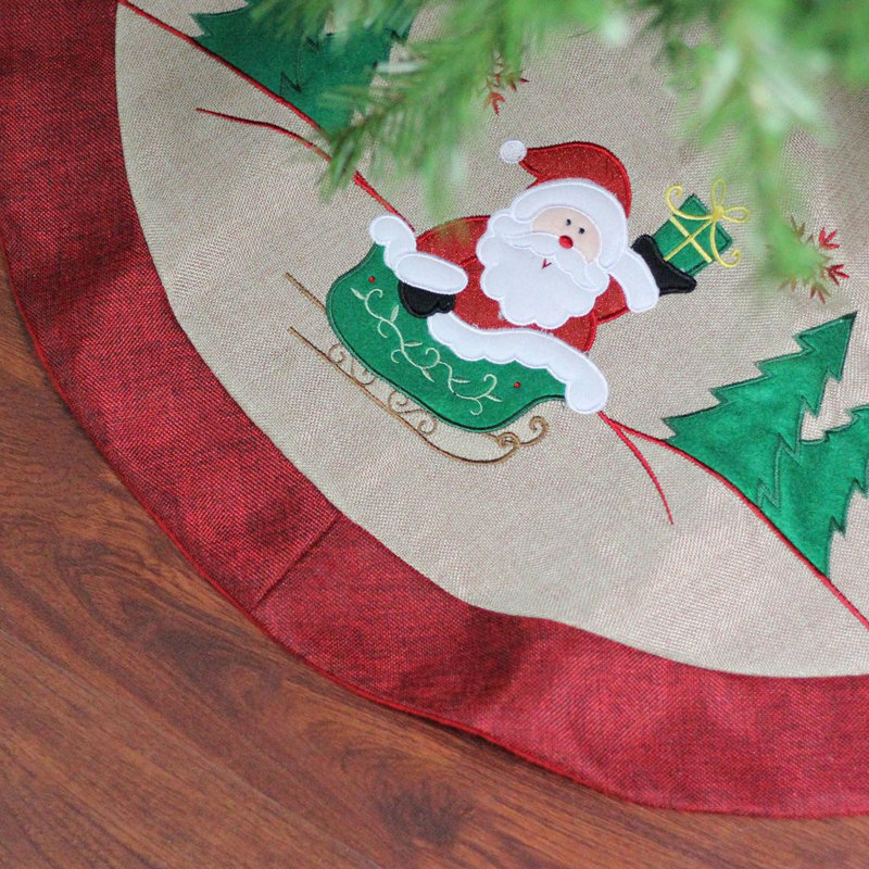 Jupe d'arbre de Noël brodée 36 po