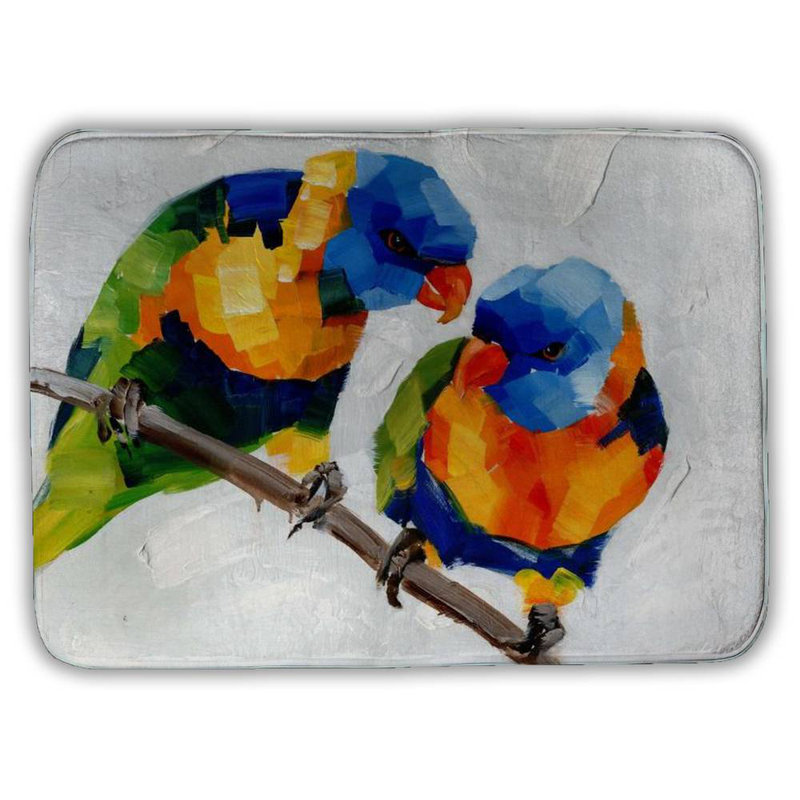 Couple of parrots Bath Mat with Non-Slip Backing - Quick Dry Memory Foam Bathroom Rug - Absorbent - Modern Plush Spa-Style - Machine Washable