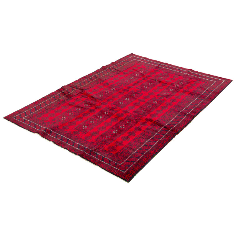 Tapis décoratif en laine de conception unique noué à la main des années 1990 de 6 pi 6 po x 9 pi 6 po