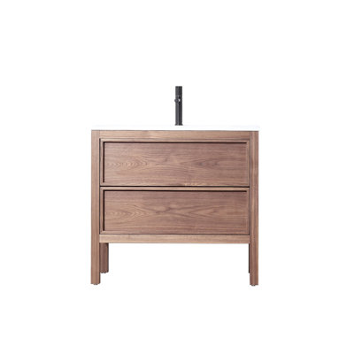 Cetronia 36 po L x 19 po P 2 tiroirs Meuble-lavabo avec évier simple et Comptoir en Surface solide blanc