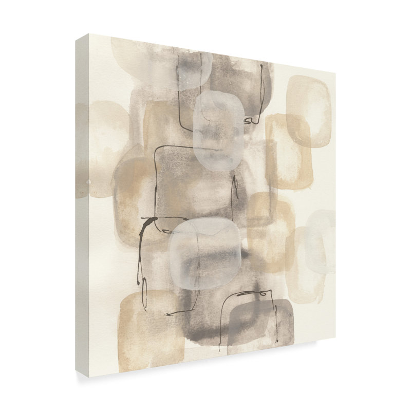 « neutral stacking i », reproduction de peinture à l’acrylique sur toile tendue, H 14 po x l 14 po x P 2 po