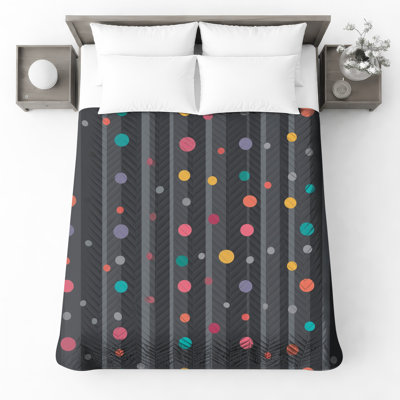 Colorful Dotted Stripes Quilted Bedspread All Sizes