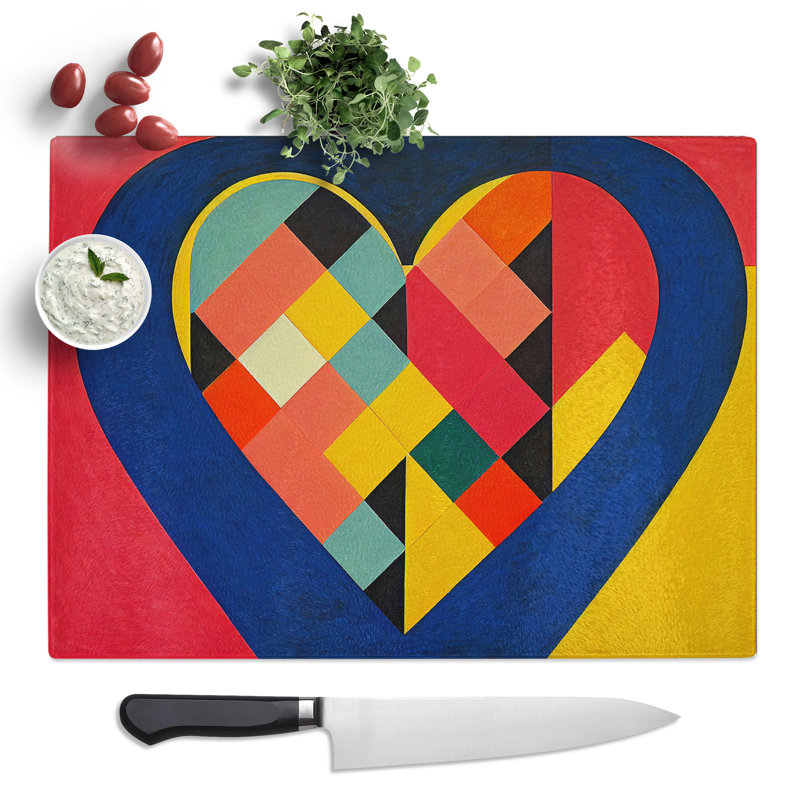 Modern Love Heart Abstract  Glass Chopping Board