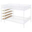 Lit superposé simple au-dessus d'un lit double en métal avec tablettes à 5 niveaux-792164918