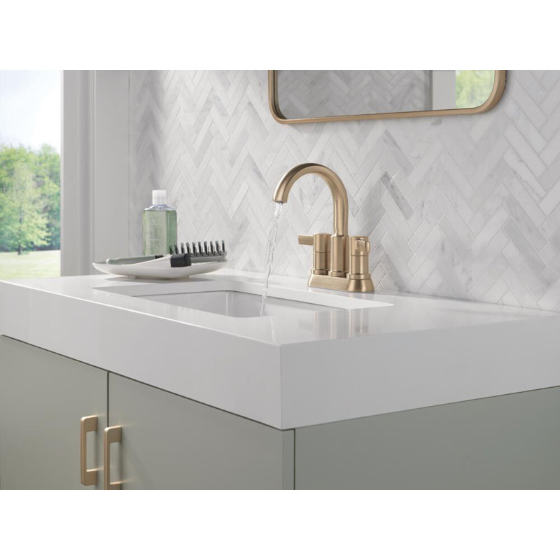 Two Handle Centerset Bathroom Faucet, Champagne Bronze