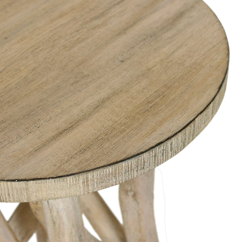 Markkus Round Twig Base Side Table, Beige