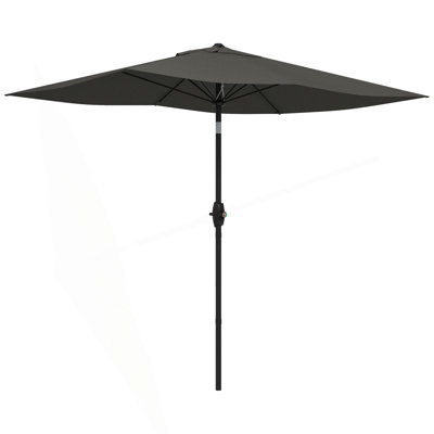 Outsunny 6.5' X 10' Rectangular Market Umbrella, Patio Outdoor Table Umbrella With Crank And Push Button Tilt