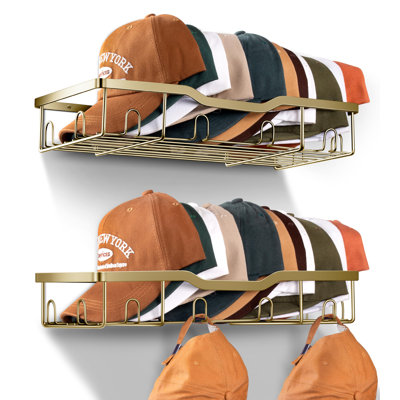 Metal Hat Racks For Baseball Caps Wall Hat Organizer Fit 20 Caps Holder, 2 Packs Sturdy Wall Mounted Hat Storage Organizer