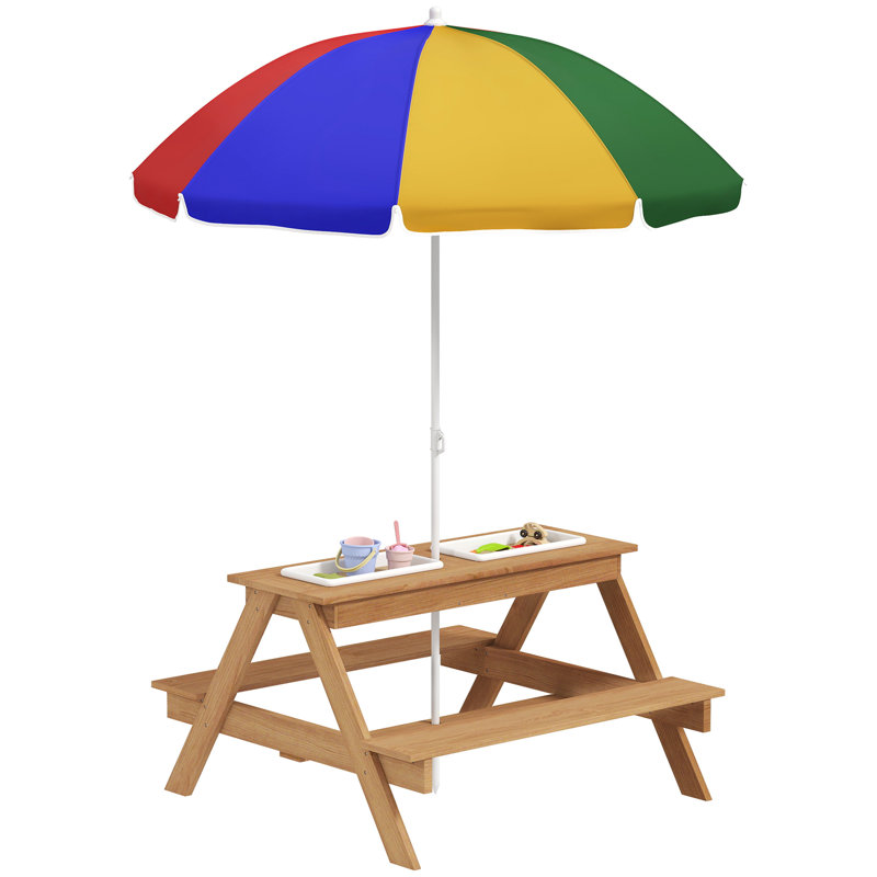 AIYAPLAY Kids Picnic Table Sand and Water Table Wooden Benches Multicolour