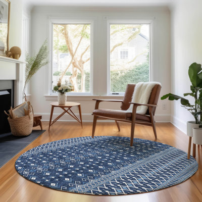 Premium Machine Washable Prisco Navy Rug