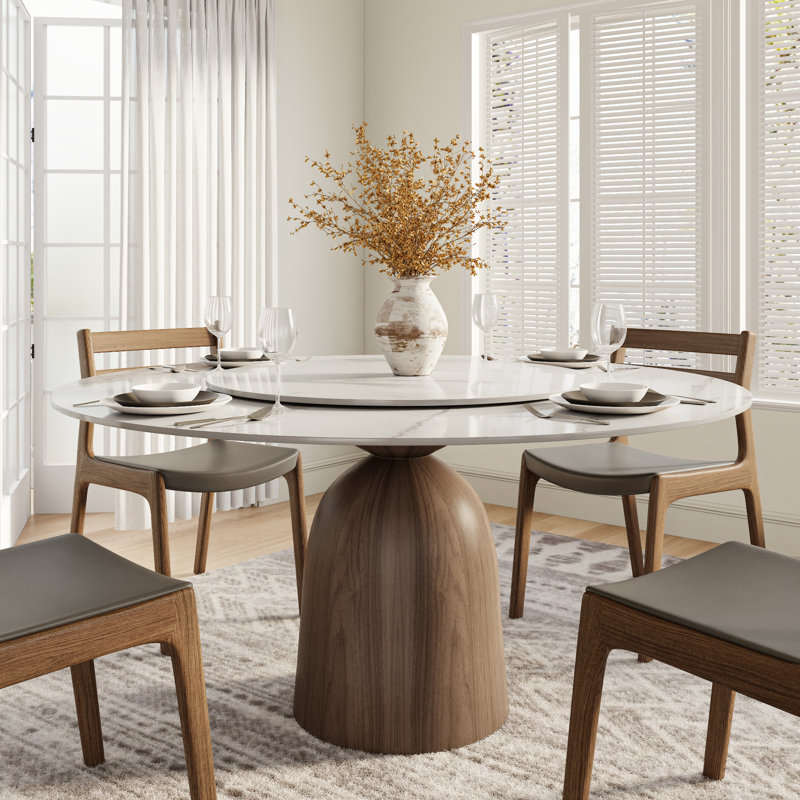 Table de salle à manger Amberly, Blanc lustré, H 29,52 po x L 53,15 po x l 53,15 po