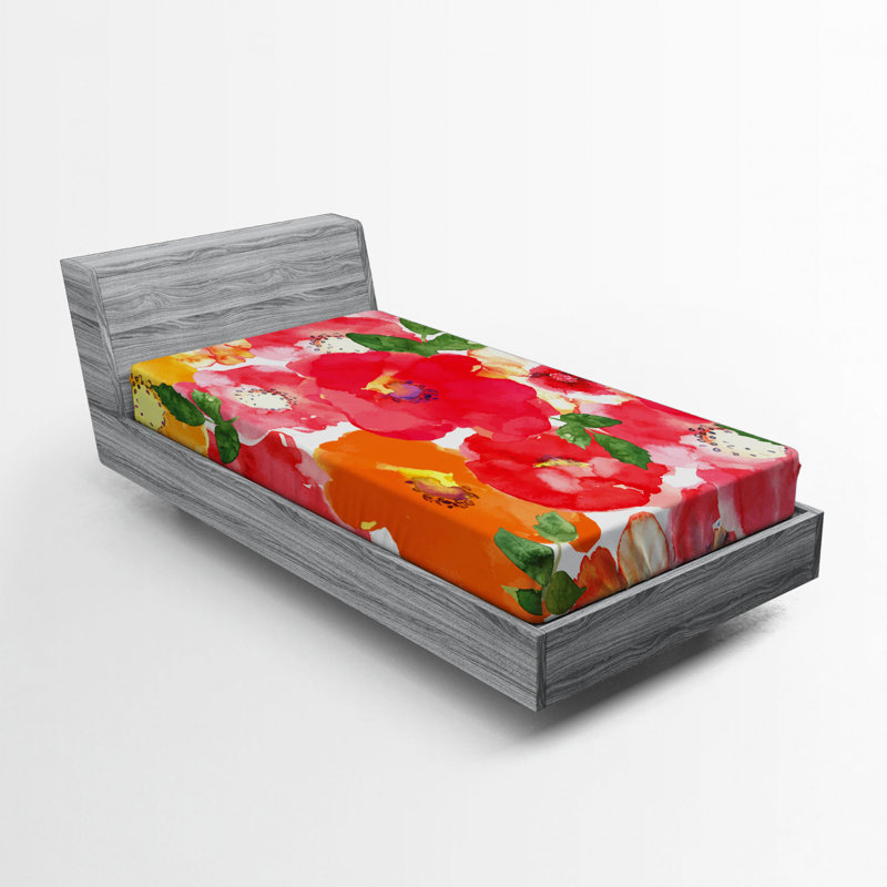 Microfiber Floral Fitted Sheet, Twin Fitted Sheet
