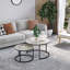 Cotten 2 Pcs Stacking Coffee Table Set Steel Frame, Marble Dark Grey-628454779