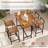 17 Stories 5 Pcs Acacia Wood Bar Table Set Outdoor Bar Height Table & Chairs With Metal Frame