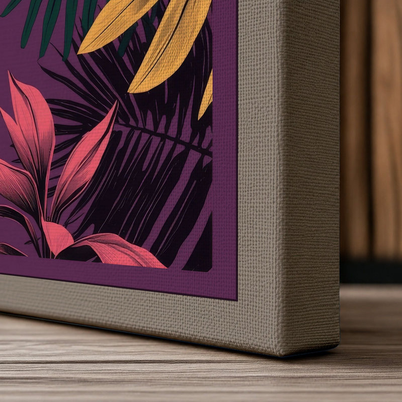 Tropical Garden Botanical - Wrapped Canvas, 30x20 - 76.2 x 50.8 cm, Taupe Border