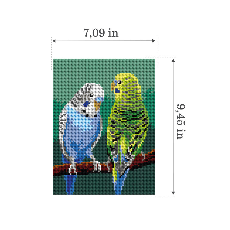 Needlepoint canvas for halfstitch without yarn Budgerigar 3578F
