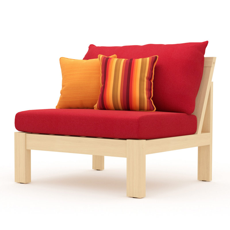 Chaise de patio avec coussins Sunbrella Sehrish, Toile Sunbrella® rouge Jockey