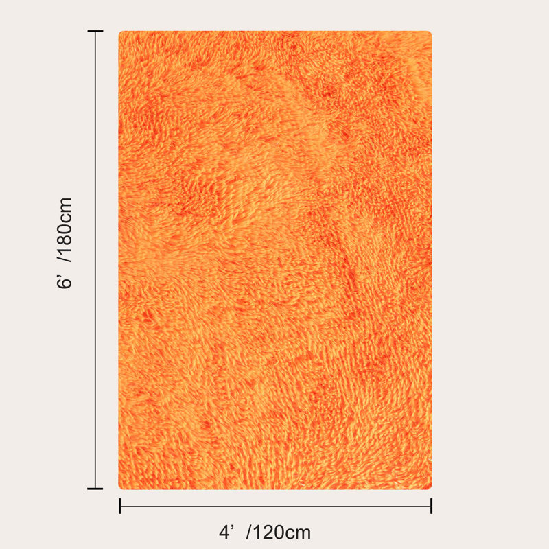 4x6 ft Shag Rugs for Living Room, Soft Orange Area Rug, Non-Slip Carpet for Bedroom Nursery Kids Play Room Dorm Office
