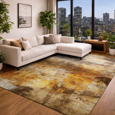 Tapis abstrait lavable à la machine intérieur / extérieur ACN2881