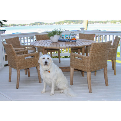 Fleur Round 6 - Person 63" Long Dining Set with Cushions