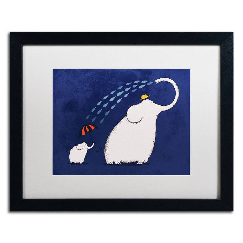 « parasol éléphant » par martell, art encadré, Blanc, H 16 po x l 20 po
