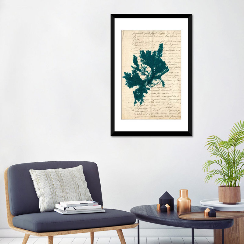 « rétro-algues bleu algues iv », reproduction d’impression sur toile tendue, H 32 po x l 24 po x P 1 po, Blanc