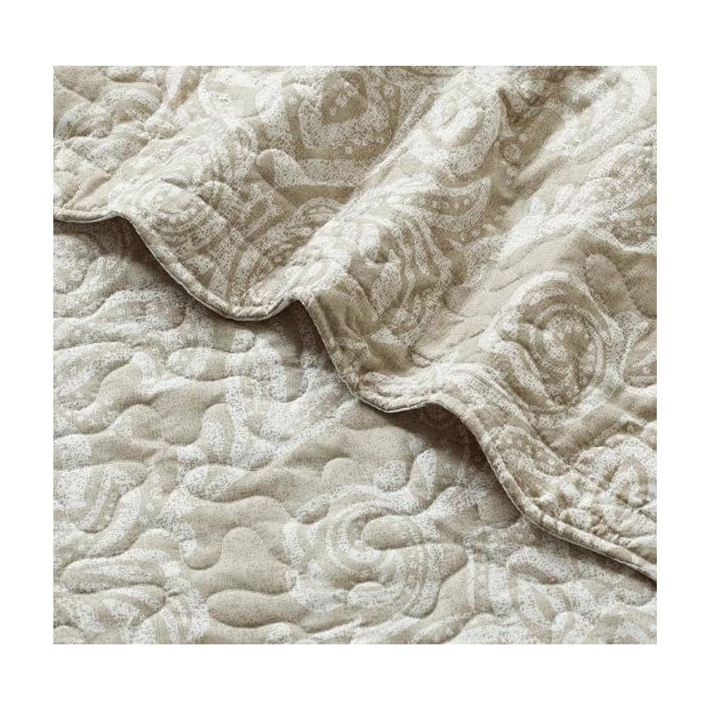 Andrena Microfiber Bedspread with Pillow Shams, Damask, Super King Bedspread + 2 Standard Pillow Shams, Beige