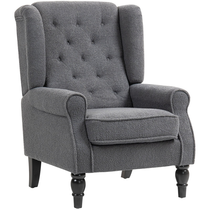 Upholstered Armchair, Foam, Charcoal Grey Polyester