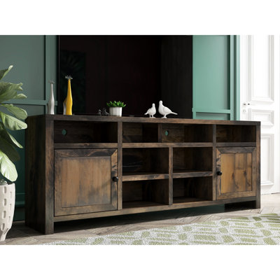 84 Inch Tv Stand In Rustic Style With , Accommodates Up To 95 Tvs, No Assembly, Two Doors, Five Fixed Shelves Console Inch, Finish, Tvs Up Inches, 2 5